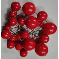 Round Faux Ball Cake Toppers Cake Decoration Item For Birthday/Wedding Anniversary/Valentine's & Many More Party Supplies(20pcs) (Red)