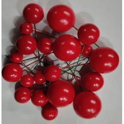 Round Faux Ball Cake Toppers Cake Decoration Item For Birthday/Wedding Anniversary/Valentine's & Many More Party Supplies(20pcs) (Red)