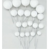 Faux Ball Cake Topper for Cake Decoration (20 Pcs) (White)