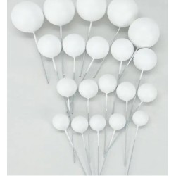 Faux Ball Cake Topper for Cake Decoration (20 Pcs) (White) Faux Ball Cake Topper for Cake Decoration (20 Pcs) (White)