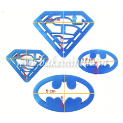 4pc Fondant and Cookies Cutter Set for Superman and Batman cartoon characters