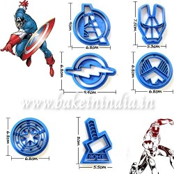 6 Pcs Fondant Cookie Cutter Set for Avengers Superhero.