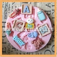 Baby Shower Fondant Silicone Mould Cake Decorating DIY Mould (Pin, Baby Teddy)