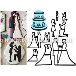 9pcs Valentine Wedding Couple Cookie Fondant Cutter Set for Anniversary /Engagement Cake Decorating Sugarcraft Cutting Tool