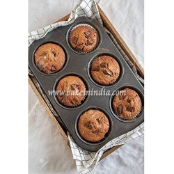 Muffin Cup Cake Tray with 6 pcs Muffin Liners for Baking in Microwave Oven,Non Stick Bakeware Cake Easy to Clean