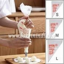 Disposable Icing Piping Bags for Cream Cake Pastry Cupcake Decoration Transparent (Pack of 100) ( Medium (30 x 21 ) cm)