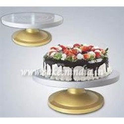 360 Degree Smooth Rotating Fiber Cake Stand Cake Decorating Turntable, Silver and Golden, 12inch (30 Cm)