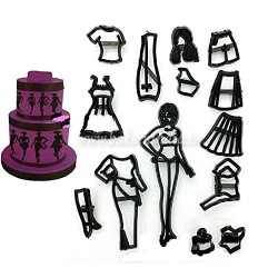 Fashion Girl Theme Silhouette Cutter Set Cake Decoration Fashion Girl Theme Silhouette Cutter Set Cake Decoration