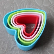 Heart Plastic Shaped Cookie Cutter Multicolor for Fondant Cake & Biscuit (5 Piece Set)