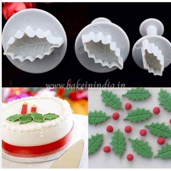 Cake Decor 3 Pieces leaf Shape Plunger Cutters Fondant Tool Cake Decor 3 Pieces leaf Shape Plunger Cutters Fondant Tool