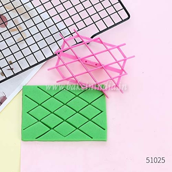 Diamond Shape Fondant Cake Mould Embosser Embossing Cutter Mold Stamp Tool