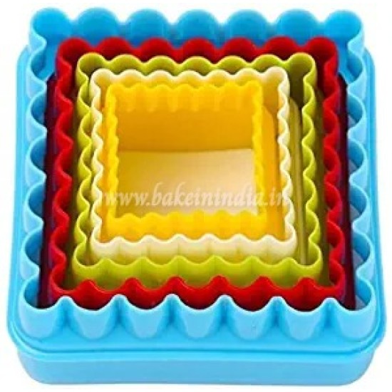 Square Plastic Shaped Cookie Cutter Multicolor for Cake Fondant & Biscuit (5 Piece Set) Square Plastic Shaped Cookie Cutter Multicolor for Cake Fondant & Biscuit (5 Piece Set)