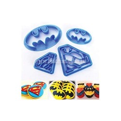 4pc Fondant and Cookies Cutter Set for Superman and Batman cartoon characters 4pc Fondant and Cookies Cutter Set for Superman and Batman cartoon characters