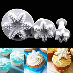 Cake Decor 3 Pieces snow flake Shape Plunger Cutters Fondant Tool Cake Decor 3 Pieces snow flake Shape Plunger Cutters Fondant Tool
