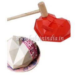 Pinata Silicon Chocolate Mold 3D Diamond Heart Shape for Chocolate & Cake Decoration (Random Color) with Hammer