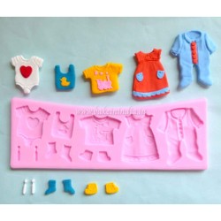 Baby Clothes Shape Silicone Fondant Mould for Cake Decorating Baby Clothes Shape Silicone Fondant Mould for Cake Decorating
