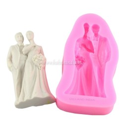 Wedding Couple with Beautiful Bouquet Fondant Cake Decorating Wedding Couple with Beautiful Bouquet Fondant Cake Decorating