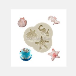 Silicone Sea Shell Star Fish Sea Horse Fondant Cake Decorating Mould Silicone Sea Shell Star Fish Sea Horse Fondant Cake Decorating Mould